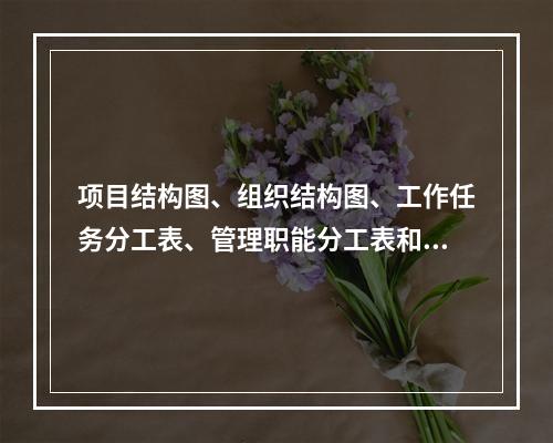 项目结构图、组织结构图、工作任务分工表、管理职能分工表和工作