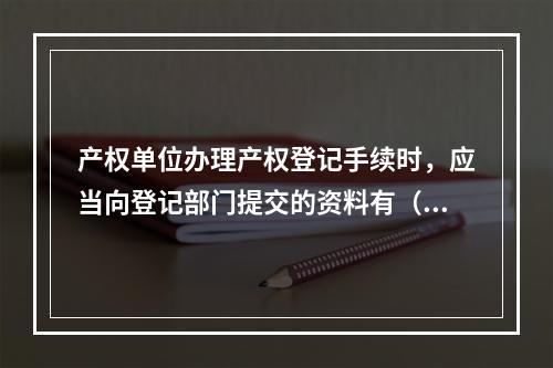 产权单位办理产权登记手续时，应当向登记部门提交的资料有（ ）