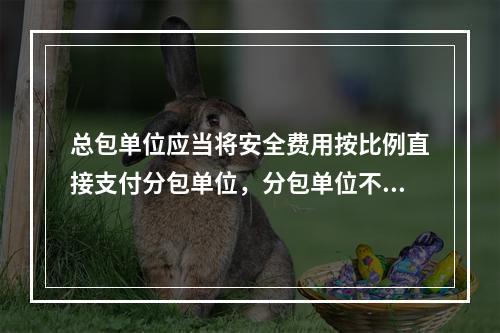 总包单位应当将安全费用按比例直接支付分包单位，分包单位不再重