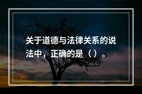 关于道德与法律关系的说法中，正确的是（ ）。