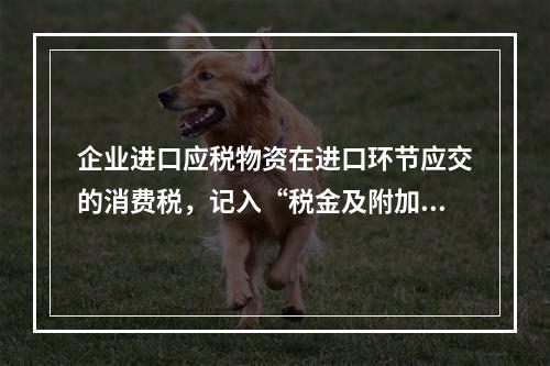 企业进口应税物资在进口环节应交的消费税，记入“税金及附加”科