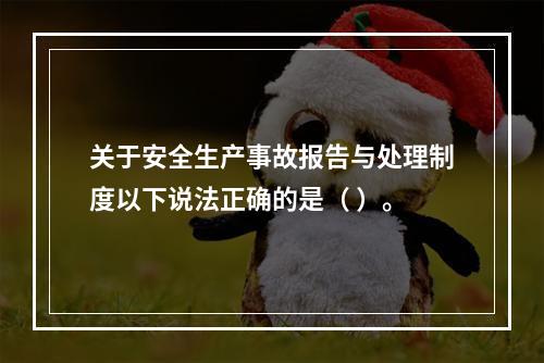 关于安全生产事故报告与处理制度以下说法正确的是（ ）。