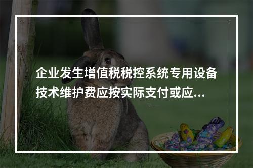 企业发生增值税税控系统专用设备技术维护费应按实际支付或应付的