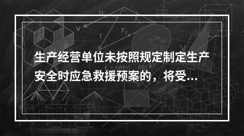 生产经营单位未按照规定制定生产安全时应急救援预案的，将受到的