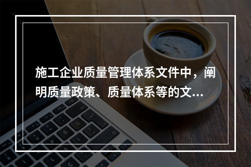 施工企业质量管理体系文件中，阐明质量政策、质量体系等的文件是