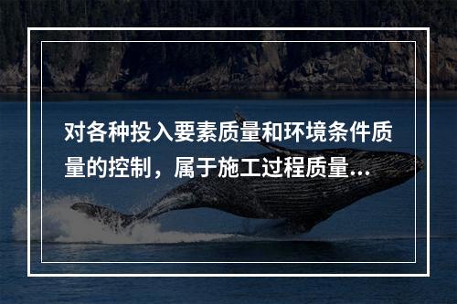 对各种投入要素质量和环境条件质量的控制，属于施工过程质量控制