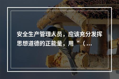 安全生产管理人员，应该充分发挥思想道德的正能量，用“（ ）”