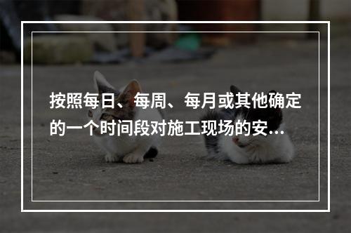 按照每日、每周、每月或其他确定的一个时间段对施工现场的安全生