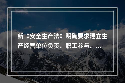 新《安全生产法》明确要求建立生产经营单位负责、职工参与、政府