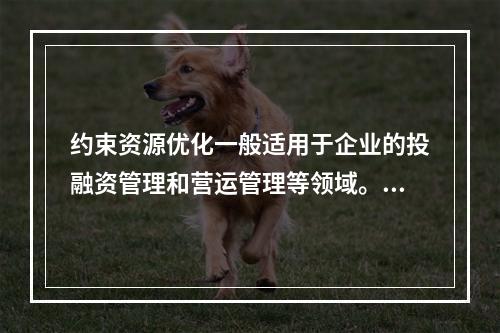 约束资源优化一般适用于企业的投融资管理和营运管理等领域。（　