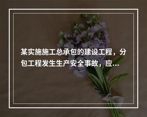 某实施施工总承包的建设工程，分包工程发生生产安全事故，应由（