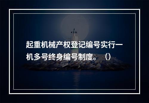 起重机械产权登记编号实行一机多号终身编号制度。（）