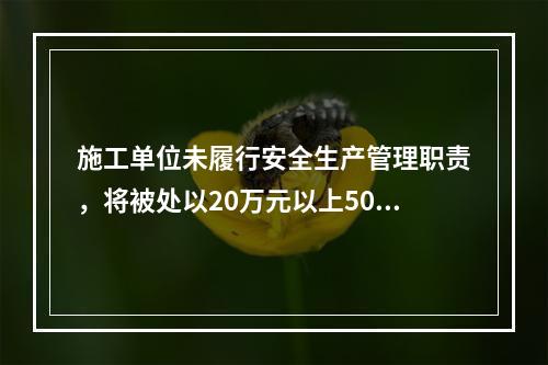 施工单位未履行安全生产管理职责，将被处以20万元以上50万元