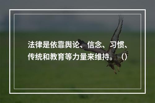 法律是依靠舆论、信念、习惯、传统和教育等力量来维持。（）