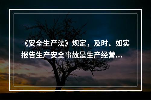 《安全生产法》规定，及时、如实报告生产安全事故是生产经营单位