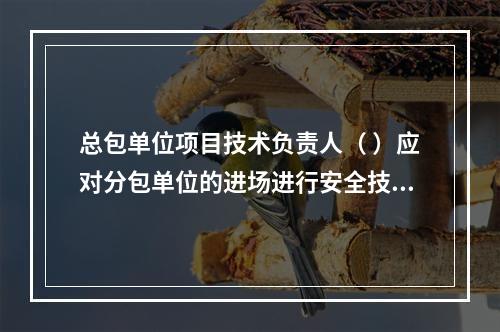 总包单位项目技术负责人（ ）应对分包单位的进场进行安全技术总