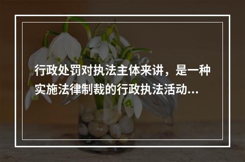 行政处罚对执法主体来讲，是一种实施法律制裁的行政执法活动，而