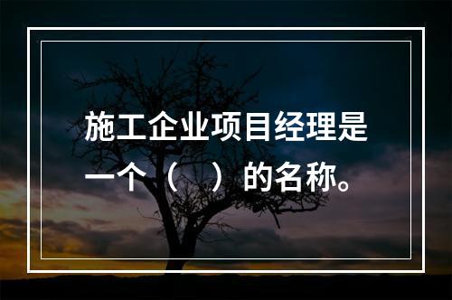 施工企业项目经理是一个（　）的名称。