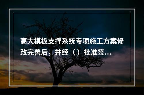 高大模板支撑系统专项施工方案修改完善后，并经（ ）批准签字后