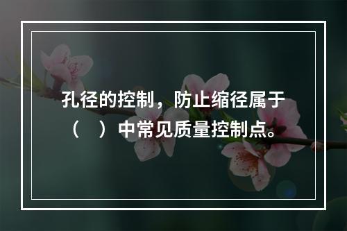 孔径的控制，防止缩径属于（　）中常见质量控制点。