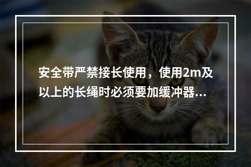 安全带严禁接长使用，使用2m及以上的长绳时必须要加缓冲器，各