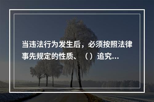 当违法行为发生后，必须按照法律事先规定的性质、（ ）追究违法