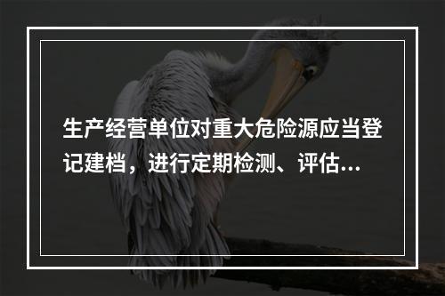 生产经营单位对重大危险源应当登记建档，进行定期检测、评估、监