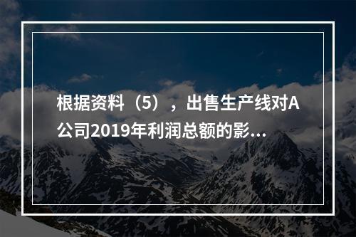 根据资料（5），出售生产线对A公司2019年利润总额的影响金