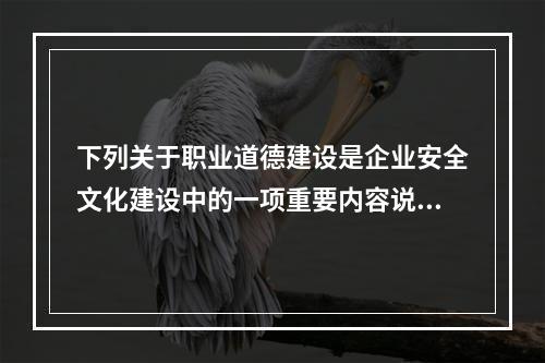 下列关于职业道德建设是企业安全文化建设中的一项重要内容说法正