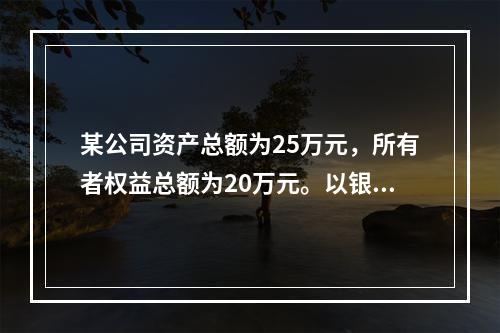 某公司资产总额为25万元，所有者权益总额为20万元。以银行存