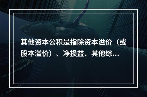 其他资本公积是指除资本溢价（或股本溢价）、净损益、其他综合收