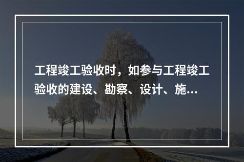 工程竣工验收时，如参与工程竣工验收的建设、勘察、设计、施工、