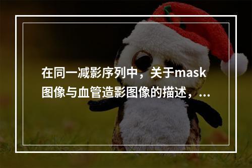 在同一减影序列中，关于mask图像与血管造影图像的描述，正确