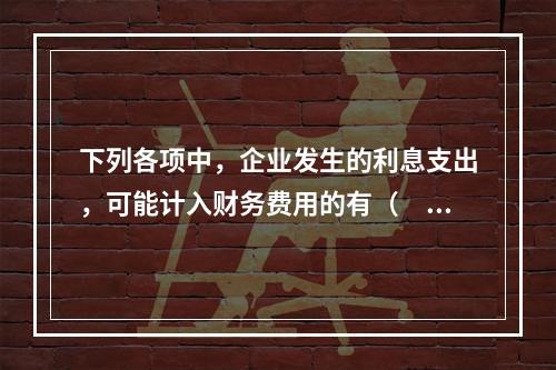 下列各项中，企业发生的利息支出，可能计入财务费用的有（　）。