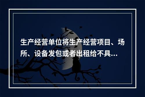 生产经营单位将生产经营项目、场所、设备发包或者出租给不具备安