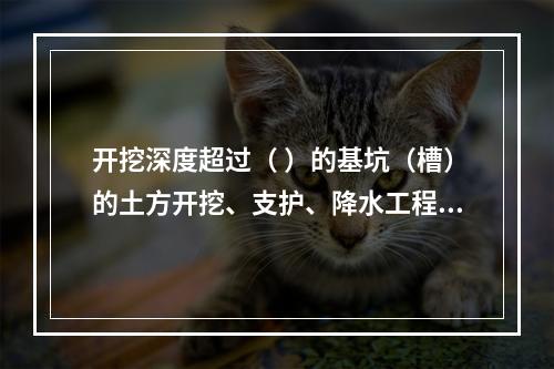 开挖深度超过（ ）的基坑（槽）的土方开挖、支护、降水工程，属