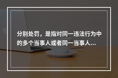 分别处罚，是指对同一违法行为中的多个当事人或者同一当事人不同