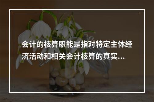 会计的核算职能是指对特定主体经济活动和相关会计核算的真实性、