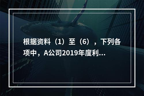 根据资料（1）至（6），下列各项中，A公司2019年度利润表