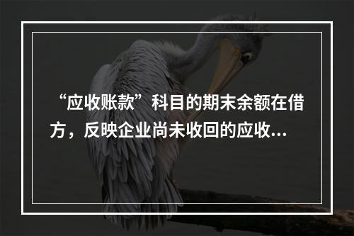 “应收账款”科目的期末余额在借方，反映企业尚未收回的应收账款