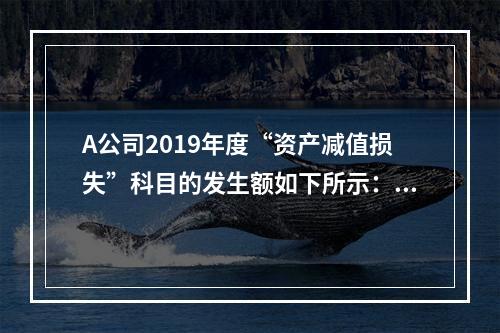 A公司2019年度“资产减值损失”科目的发生额如下所示：存货