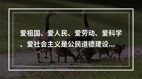 爱祖国、爱人民、爱劳动、爱科学、爱社会主义是公民道德建设的（