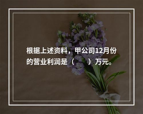 根据上述资料，甲公司12月份的营业利润是（　　）万元。