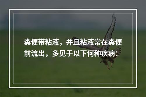 粪便带粘液，并且粘液常在粪便前流出，多见于以下何种疾病：