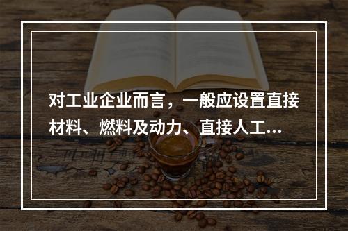 对工业企业而言，一般应设置直接材料、燃料及动力、直接人工、制