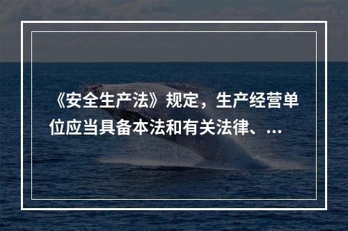 《安全生产法》规定，生产经营单位应当具备本法和有关法律、行政