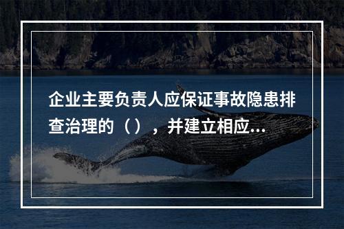 企业主要负责人应保证事故隐患排查治理的（ ），并建立相应的专