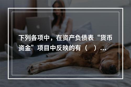 下列各项中，在资产负债表“货币资金”项目中反映的有（　）。