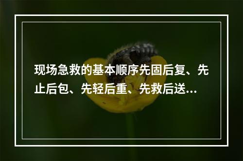 现场急救的基本顺序先固后复、先止后包、先轻后重、先救后送、边