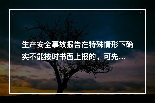 生产安全事故报告在特殊情形下确实不能按时书面上报的，可先电话